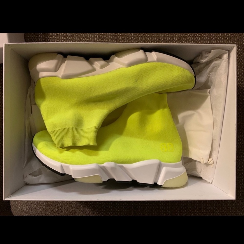 Balenciaga Speed neon yellow mid trainer size 9